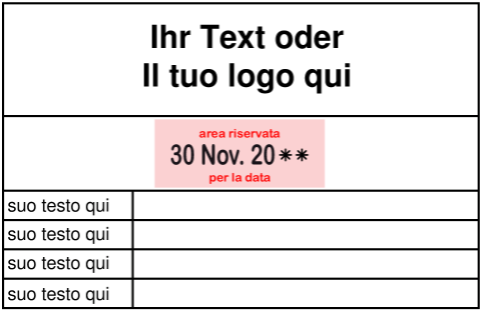 Timbro di assegnazione del conto con data   – Progettare e ordinare con i modelli 