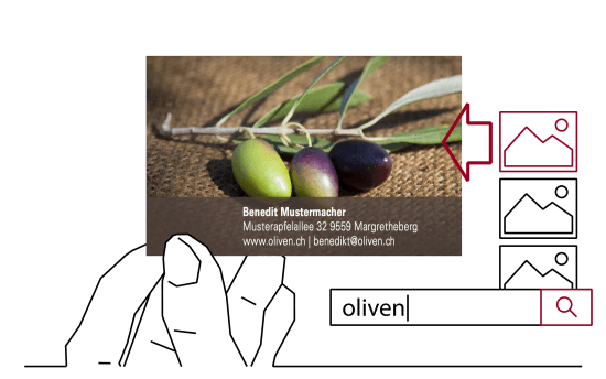 Business cards 1-sided with image search and layout suggestions