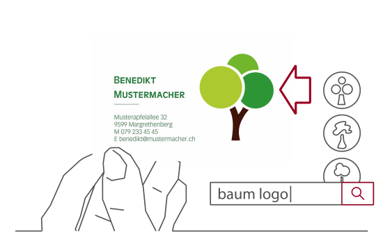 Business cards 1-sided with logo selection and layout suggestions