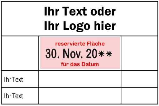 Datumstempel   – mit Text und Logo online kaufen 